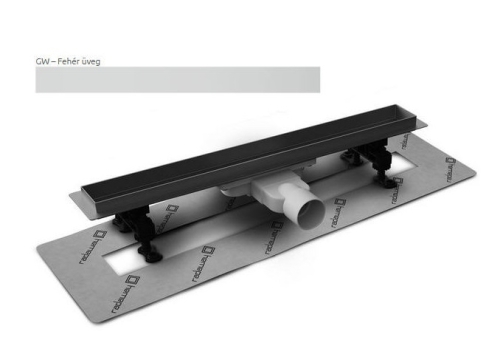Radaway SLIM 75 cm-es rozsdamentes zuhanyfolyóka Fehér üveg ráccsal 5L075S + 5R75SGW