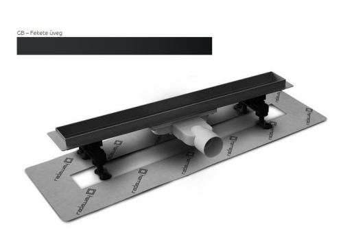 Radaway SLIM 95 cm-es rozsdamentes zuhanyfolyóka Fekete üveg ráccsal 5L095S + 5R095SGB