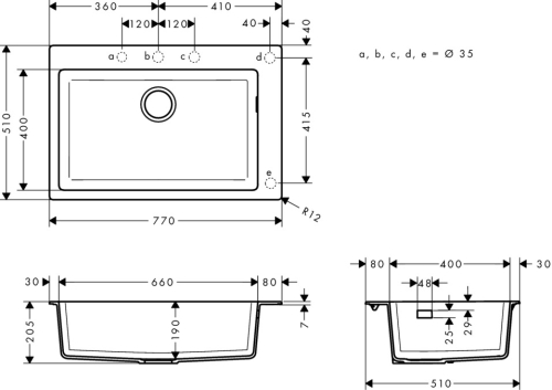 Hansgrohe S510-F660 beépített mosogató 660 grafitfekete 43313170