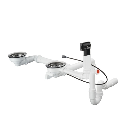 Hansgrohe D17-12 automata le- és túlfolyógarnitúra kétmedencés gránit Select mosogatóhoz 43948000