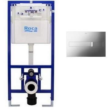 Roca Duplo falbaépített tartály fali WC részére, PL2 matt króm nyomólappal A89009000K + A890096002