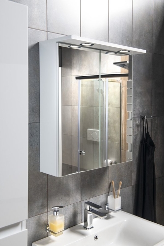 Sapho AQUALINE KAWA 60x70cm tükrösszekrény LED világítással, fehér WGL60