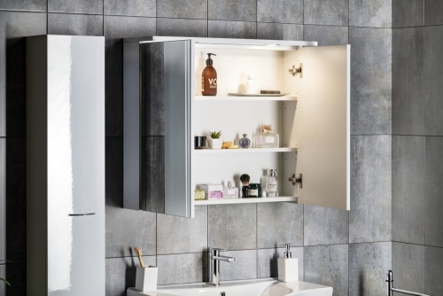 Sapho AQUALINE KAWA 80x70cm tükrösszekrény LED világítással, fehér WGL80