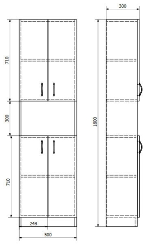 AQUALINE SIMPLEX ECO állószekrény 50x180x30cm (SIME520)