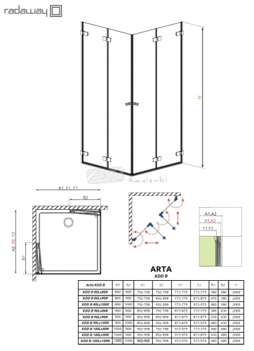 Radaway Arta KDD B 100 J zuhanyajtó (386162-03-01R)