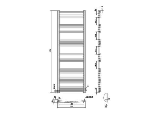 AREZZO design Simple Chrome 1500x500 íves törölközőszárítós radiátor, króm AR-SCR15050