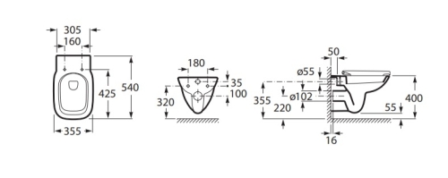 Roca Debba Rimless fali WC csésze mélyöblítésű A34699L000