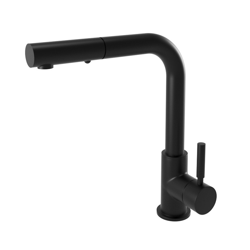 BUGNATESE Kobuk álló kihúzható zuhanyfejes mosogatócsaptelep, matt fekete 2288NE