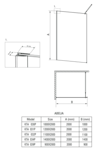 Deante Abelia 140 cm-es zuhanyfal KTA 034P (K)