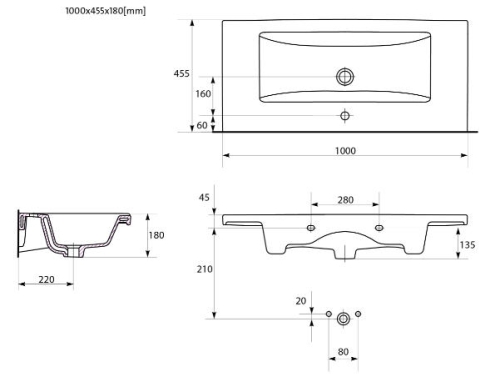 Cersanit Como 100x45 cm mosdó K32-016-EX1