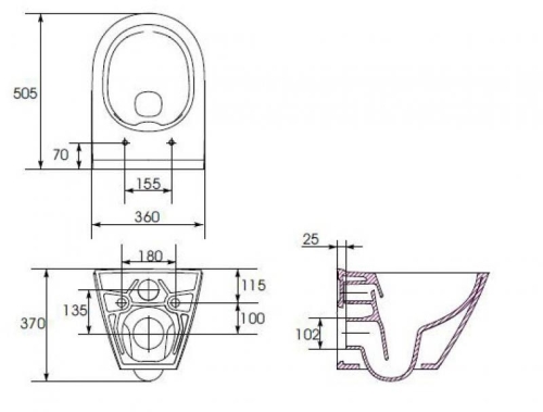 Cersanit City Oval perem nélküli fali wc K35-025