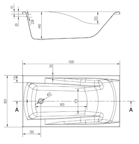 Cersanit Zen 160x85 cm-es egyenes kád S301-127