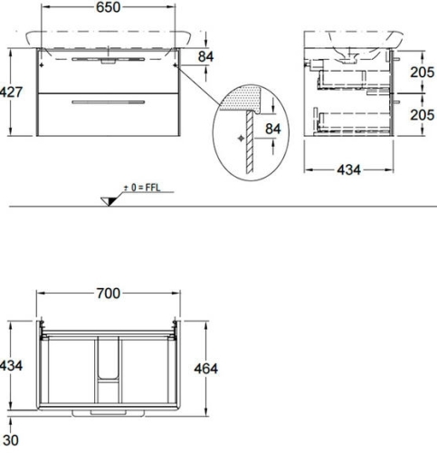 Keramag It! 2 fiókos mosdószekrény, magasfényű fehér 819180 (819180000)