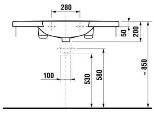 Jika Mio 105x47 cm mosdó csaplyukkal Jika Perla felülettel H8147171001041 (8.1471.7.100.104.1)