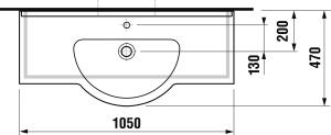 Jika Mio 105x47 cm mosdó csaplyukkal Jika Perla felülettel H8147171001041 (8.1471.7.100.104.1)