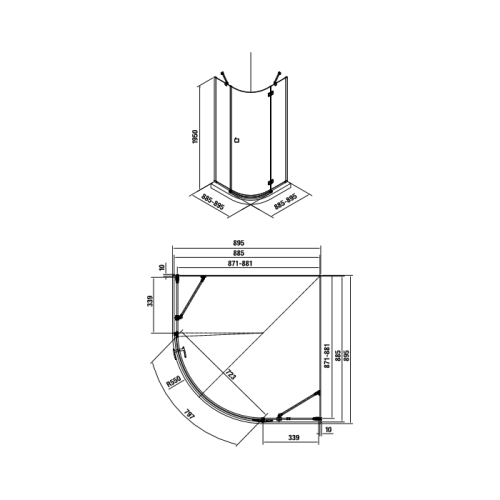 Jika Cubito Pure 90x90 negyedköríves zuhanykabin H2534220026681