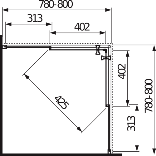 Jika Lyra Plus 80x80 cm szögletes zuhanykabin H2513810006651