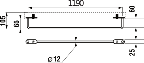 Jika Tigo 125 cm-es mosdó elejére szerelhető törölköző tartó, rozsdamentes acél H3812130040001