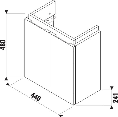 Jika Cubito Pure alsószekrény a 45 cm-es aszimmetrikus kézmosóhoz, sötét fenyő H40J4202004611