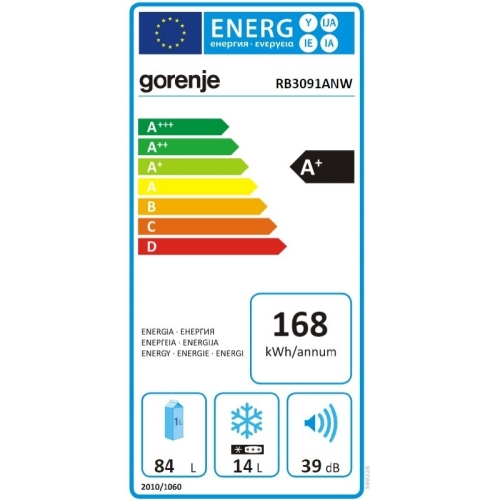 Gorenje RB3091ANW Egyajtós hűtőszekrény