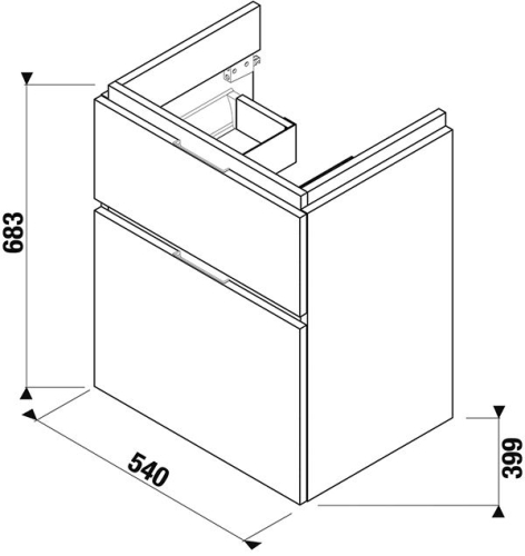 Jika Cubito Pure alsószekrény a 55 cm-es mosdóhoz 2 fiókkal, sötét fenyő H40J4224024611