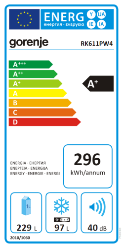 Gorenje RK611PW4 Alulfagyasztós hűtőszekrény