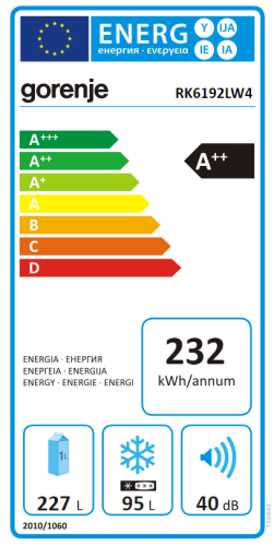 Gorenje RK6192LW4 Alulfagyasztós hűtőszekrény