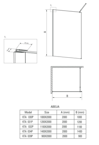 Deante Abelia 100 cm-es zuhanyfal KTA 030P