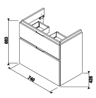 Jika Cubito Pure alsószekrény 75 cm-es mosdóhoz, bal oldali medencéhez sötét fenyő H40J4254044611