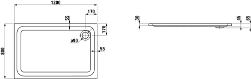 Laufen SOLUTIONS 120x80 cm zuhanytálca H2125020000001
