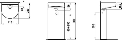 Laufen Sonar szabadon álló mosdó LCC felülettel, fehér H8113414001121