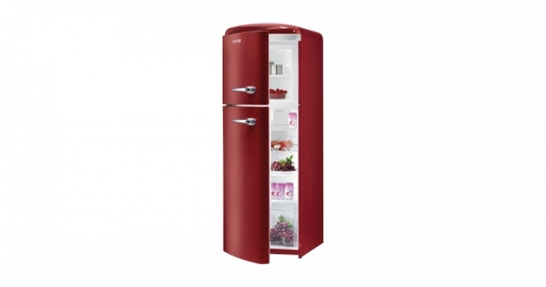 Gorenje szabadonálló felülfagyasztós hűtőszekrény, old timer, A++, burgundi vörös, balos RF60309ORL