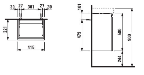 Laufen Pro S fürdőszobai alsószekrény jobbos, fehér H4833020964631