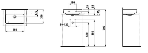Laufen Pro S 45x34 cm mosdó csiszolt alsó, csaplyuk nélkül  LCC felülettel H8169614001091 (8.1696.1.400.109.1)