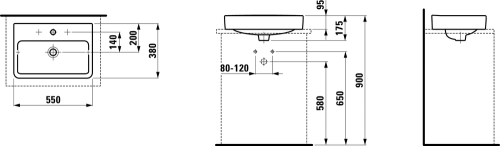 Laufen Pro S 55x38 cm mosdó csiszolt alj H8129520001041 (8.1295.2.000.104.1)