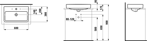 Laufen Pro S 60x38 cm mosdó csiszolt alj LCC felülettel H8129534001041 (8.1295.3.400.104.1)