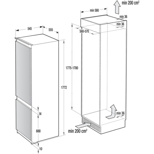 Gorenje NRKI5162A1 Beépíthető alulfagyasztós hűtőszekrény