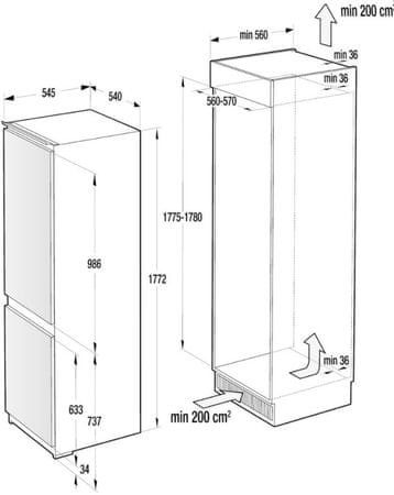 Gorenje NRKI4181E1 Beépíthető alulfagyasztós hűtőszekrény