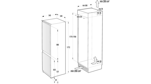Gorenje RKI4181E1 Beépíthető alulfagyasztós hűtőszekrény