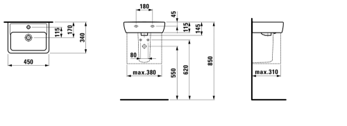 Laufen Pro A 45x34 cm kézmosó LCC felülettel H8119514001041 (8.1195.1.400.104.1)