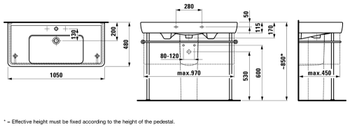 Laufen Pro A 105x48 cm mosdó LCC felülettel H8139584001041 (8.1395.8.400.104.1)