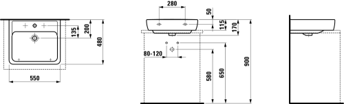 Laufen Pro A 55x48 cm mosdó csiszolt alj LCC felülettel H8179514001041 (8.1795.1.400.104.1)