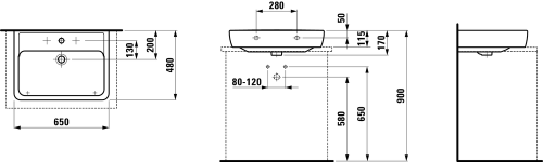 Laufen Pro A 60x48 cm mosdó csiszolt alj LCC felülettel H8179534001041 (8.1795.3.400.104.1)