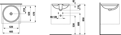 Laufen Pro 42x42 cm alulról beépíthető mosdó LCC felülettel H8189614001091 (8.1896.1.400.109.1)