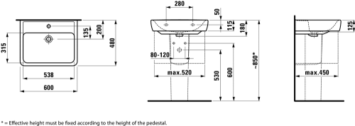 Laufen Pro 60x48 cm mosdó csapteleppel szett H8609520000001