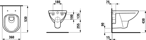 Laufen Pro Rimless - perem nélküli fali wc LCC felülettel H8209604000001 (8.2096.0.400.000.1)
