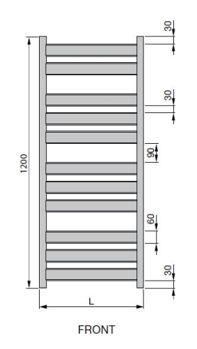 Zehnder Zeta 120x60 cm egyenes fürdőszobai radiátor, króm PQ6C-120-060