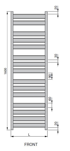 Zehnder Zeta 160x60 cm egyenes fürdőszobai radiátor, króm PQ6C-160-060