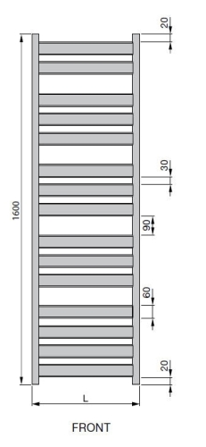 Zehnder Zeta 160x60 cm egyenes fürdőszobai radiátor, fehér PQ6-160-060