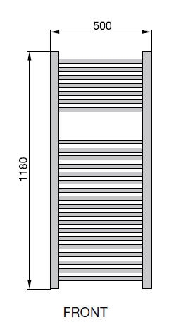 Zehnder Impa 120x50 cm egyenes fürdőszobai radiátor, fehér IMP 120-050